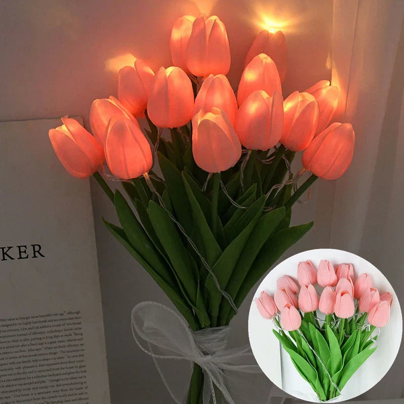 Junips | LED lamp with artificial tulip bouquet perfect for gifts or as wedding party home decorations