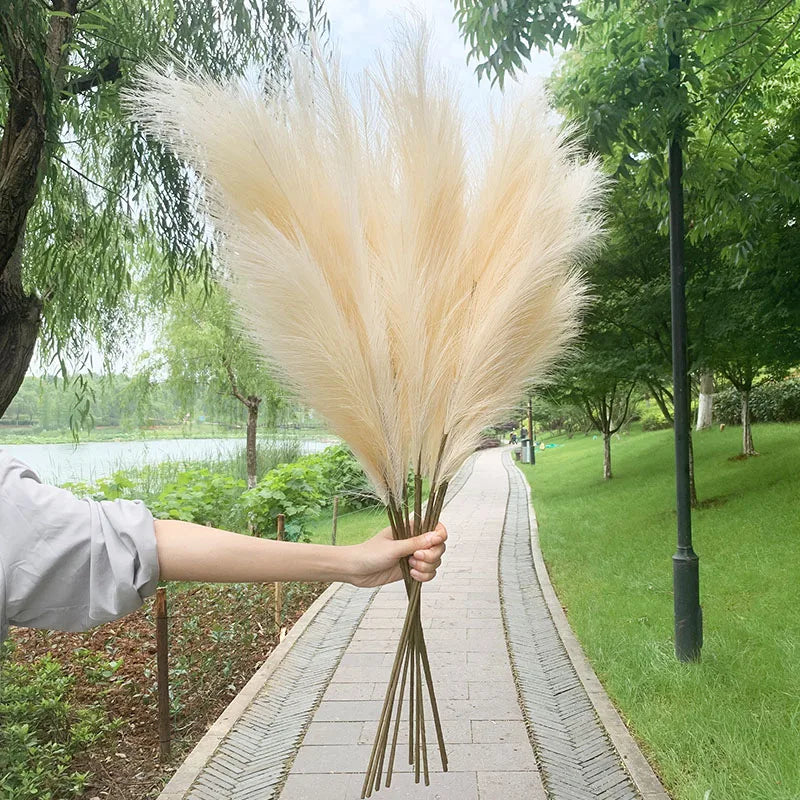 Junips | 5 pieces 100 cm Artificial Pampas Grass Dried Flower Bouquet Wedding Party Decoration Home Room DIY Artificial Plants Decoration Supplies