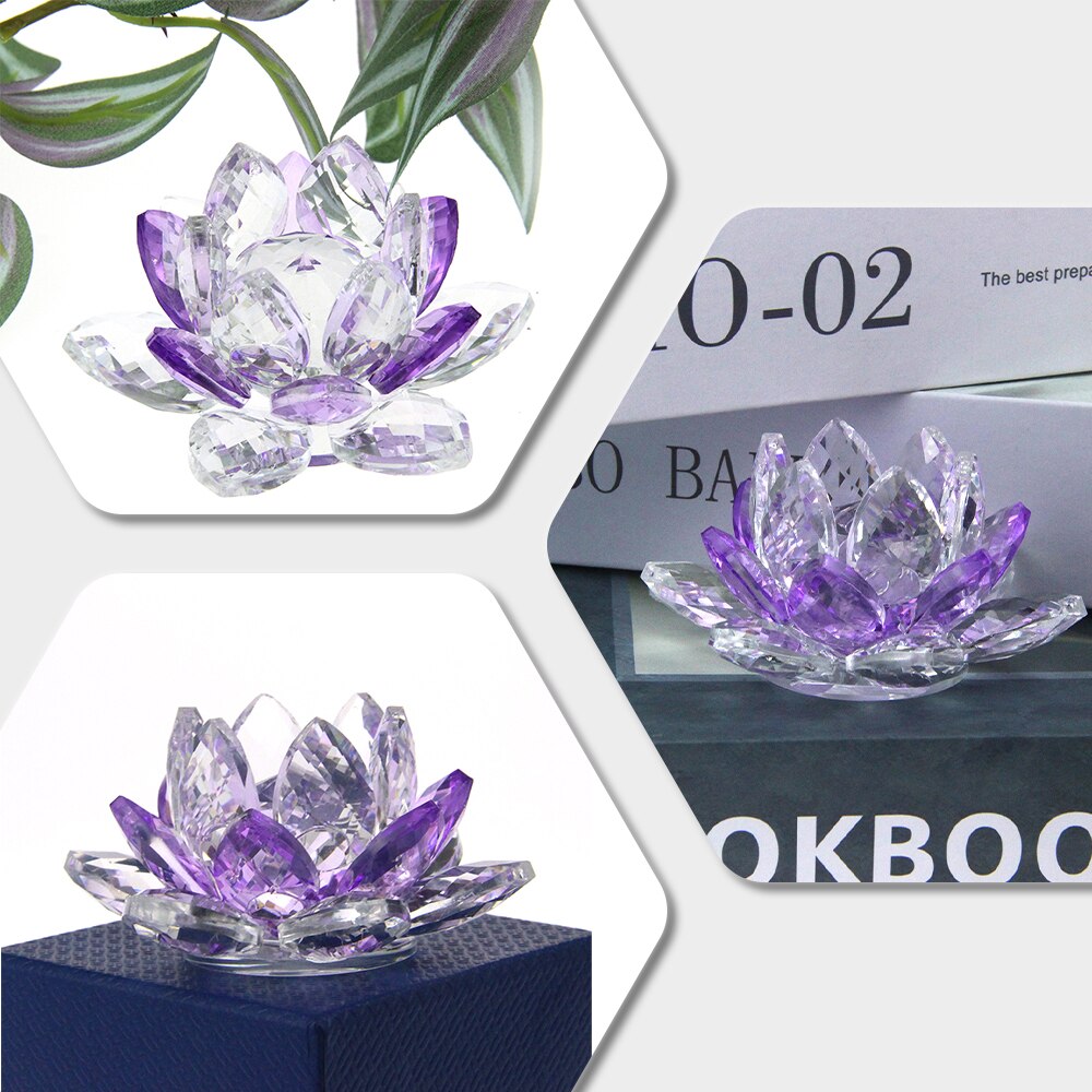 Junips | Crystal Lotus Flower Craft Glass Paperweight Home Decoration Ornaments Figures Home Wedding Party Decor Gifts Souvenir