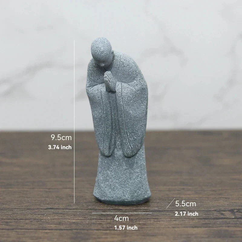 Junips | Buddha Stone Statue Small Buddhist Monks Tibetan Buddhism Figures Zen Garden Ornament Meditation Home Aquarium Decoration
