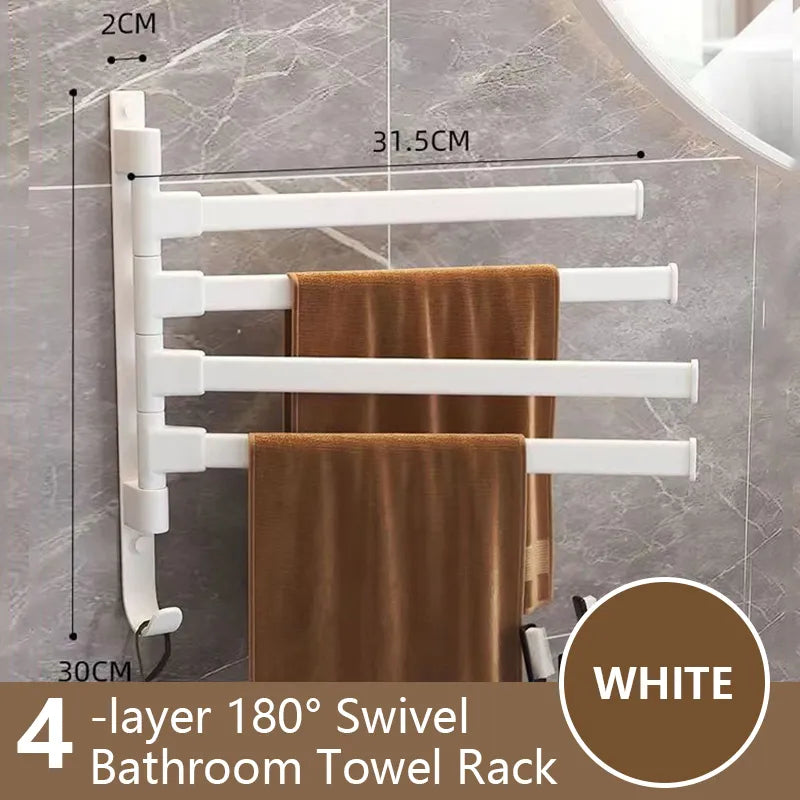 Junips | Bathroom Towel Holder Rotatable Towel Rack Space Aluminum 1/2/3/4/5-Bar Towel Holder Kitchen Shelf Kitchen Hanging Shelf Wall Mounted
