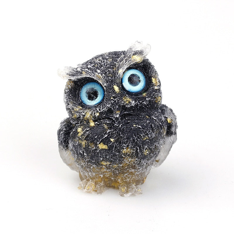 Junips | Natural Crystal Owl Figurine: Handmade Collector's Item