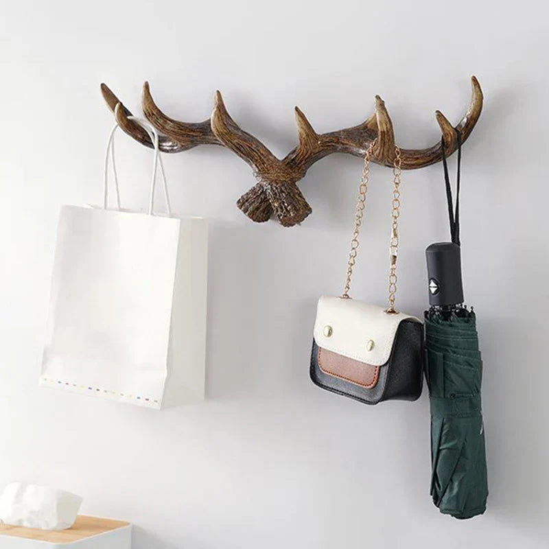 Junips | Nordic Vintage Antler Decorative Hooks Wall Hanging Clothes and Hats Hooks High-Quality Home Decor Antler Resin Statue Craft