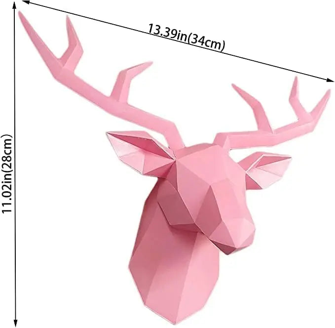 Junips | 3D-Deer Head Sculpture, geometric resin, animal deer head wall decoration, modern home decor, luxurious decorative wall decor