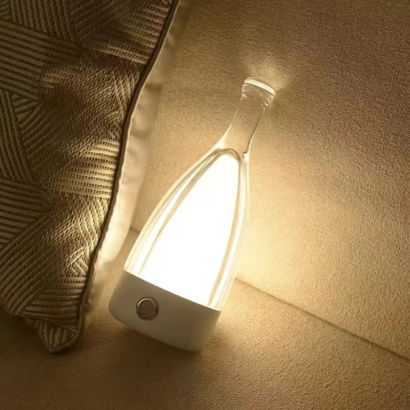 Junips | Wine Bottle Desk Lamp with Bluetooth Speaker – Rechargeable Modern Bedside Night Light