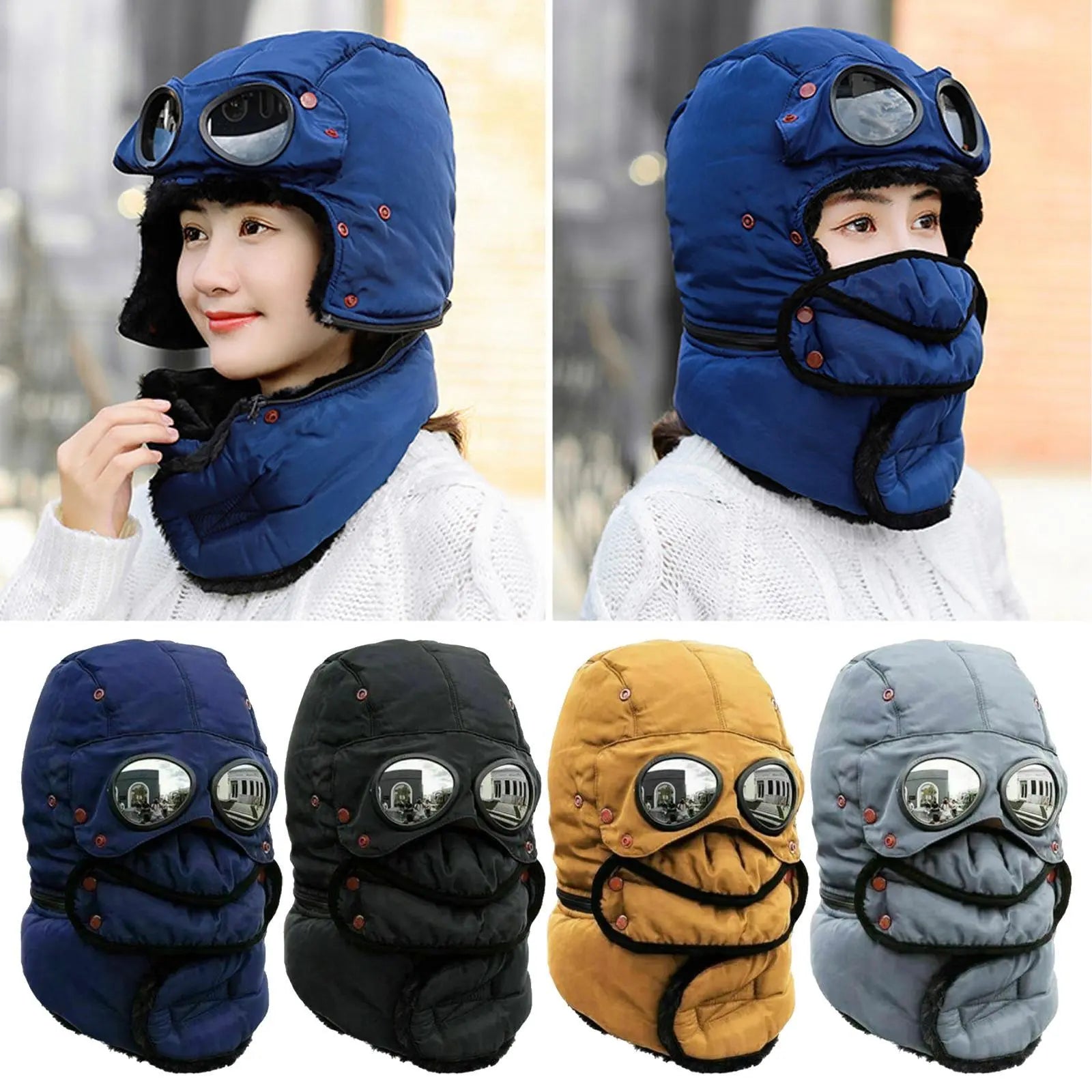 Junips | Polar Vision Thermo Windproof Face Covering Beanie | Integrated Optical Shield & Face Guard | High-Density Thermal Fleece Lining | 52-58cm Universal Stretch Fit | Wind-Resistant Winter Headwear