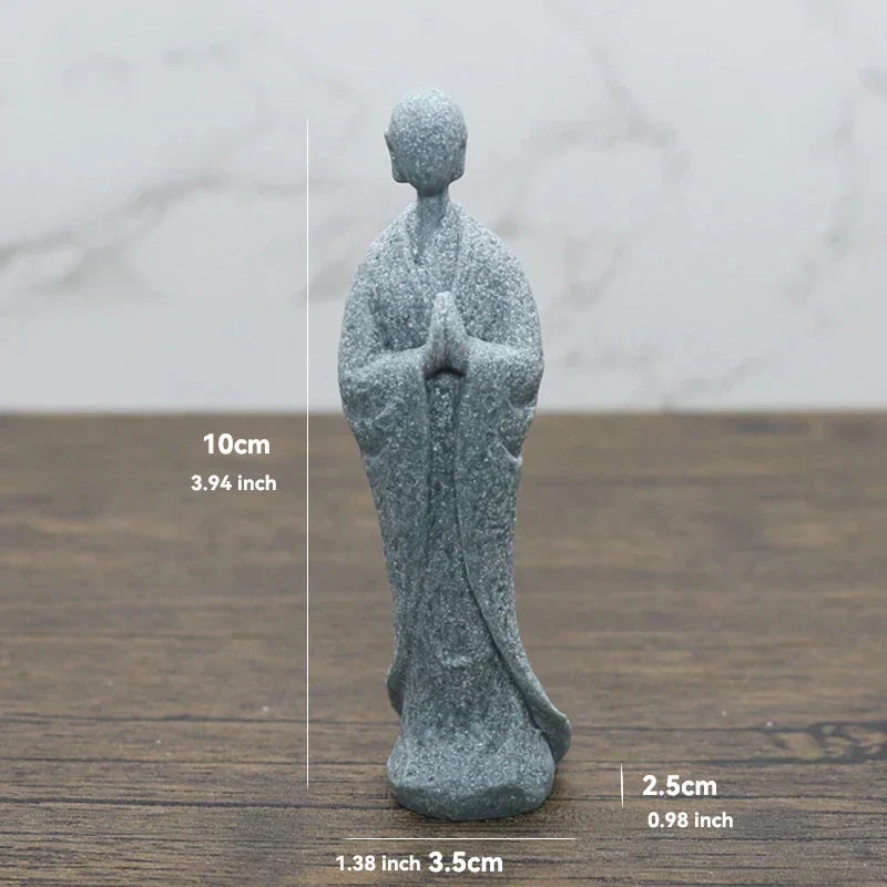 Junips | Buddha Stone Statue Small Buddhist Monks Tibetan Buddhism Figures Zen Garden Ornament Meditation Home Aquarium Decoration