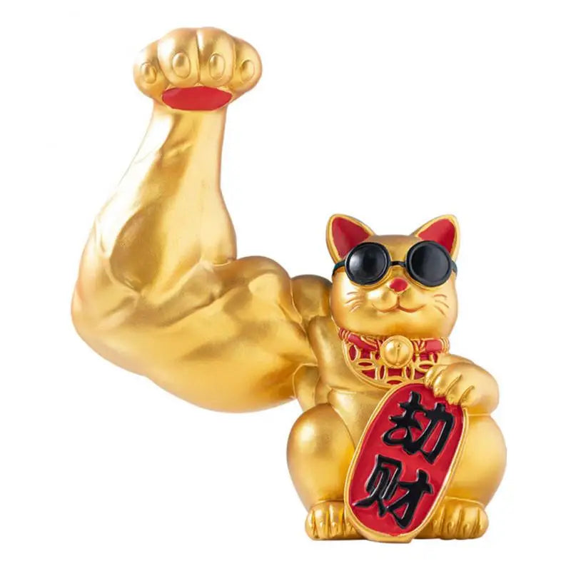 Junips | Large hand, happy wealth, waving cat, gold-colored waving hand cat, home decoration, welcoming waving cat, sculpture, statue, decor, car ornament, shop gift