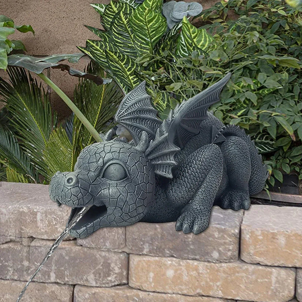 Junips | Water spraying dragon statue made of resin Weatherproof Realistic water spray scenes resin garden decoration