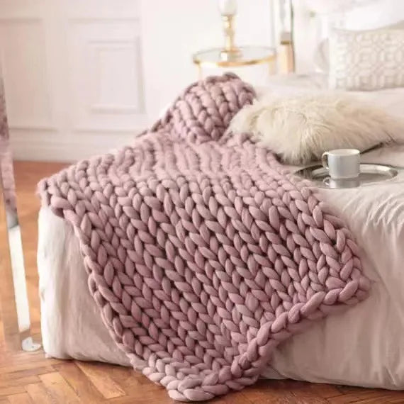 Junips | Chunky Knit Blanket – Cozy Wool Blanket for Every Room – Soft & Warm – Perfect for Sofa and Bed