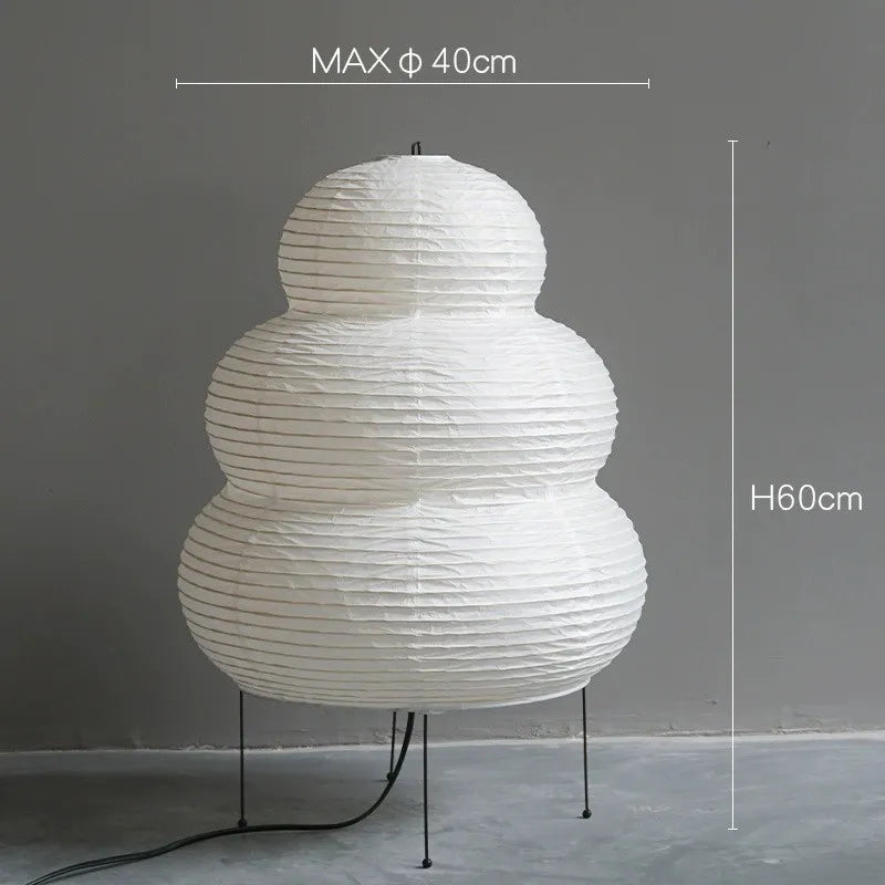 Junips | Japanese Wabi-Sabi tripod floor lamp bedroom nightstand living room dining room study loft decor desk lamp white rice paper table lamp