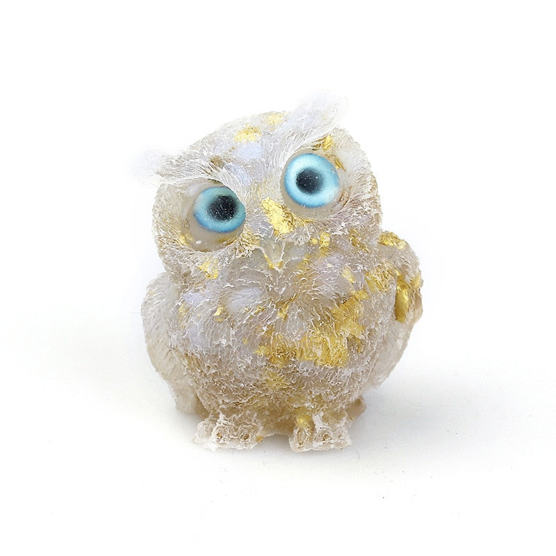 Junips | Natural Crystal Owl Figurine: Handmade Collector's Item