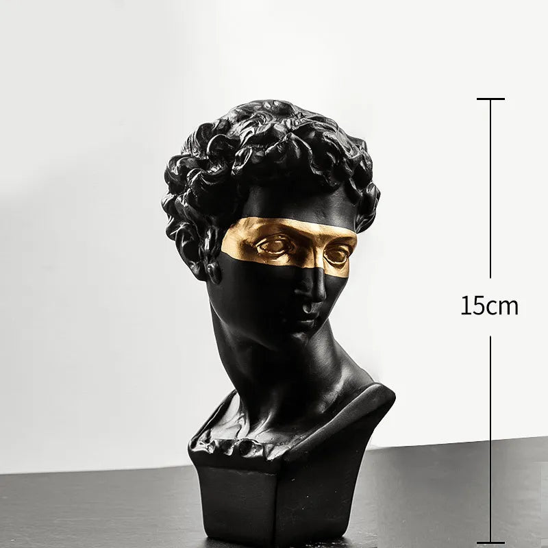 Junips | Statues for decoration, 15 cm, David, coffee table, home decoration, ornaments, bust of a room made of plaster, white resin, decorative art sculpture