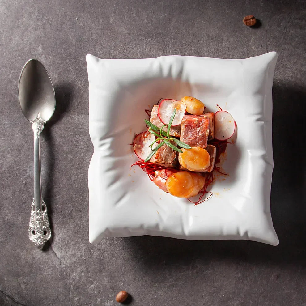 Junips | Ceramic Artistic Pillow Shape Food Plate
