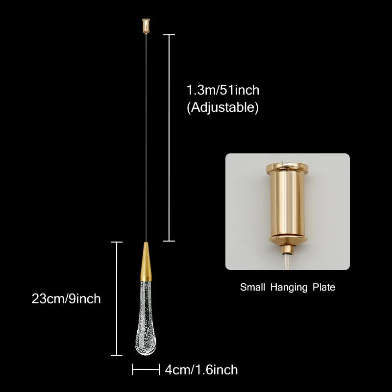 Junips | Crystal LED Pendant Lights: Perfect for Bedrooms, Dining Rooms, Bar - Water Droplet Chandelier, Stair Lamp for Interior Decoration