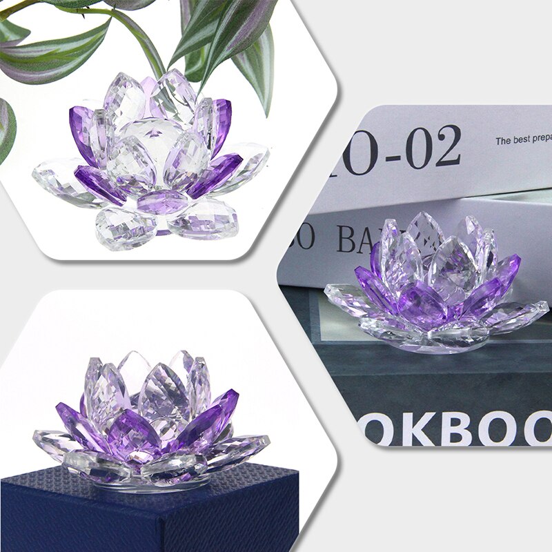 Junips | Crystal Lotus Flower Craft Glass Paperweight Home Decoration Ornaments Figures Home Wedding Party Decor Gifts Souvenir
