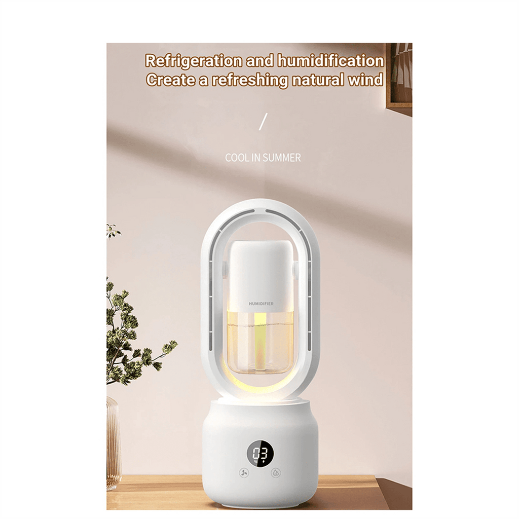 Junips | Portable fan without blades with humidifier and night light for refreshing comfort