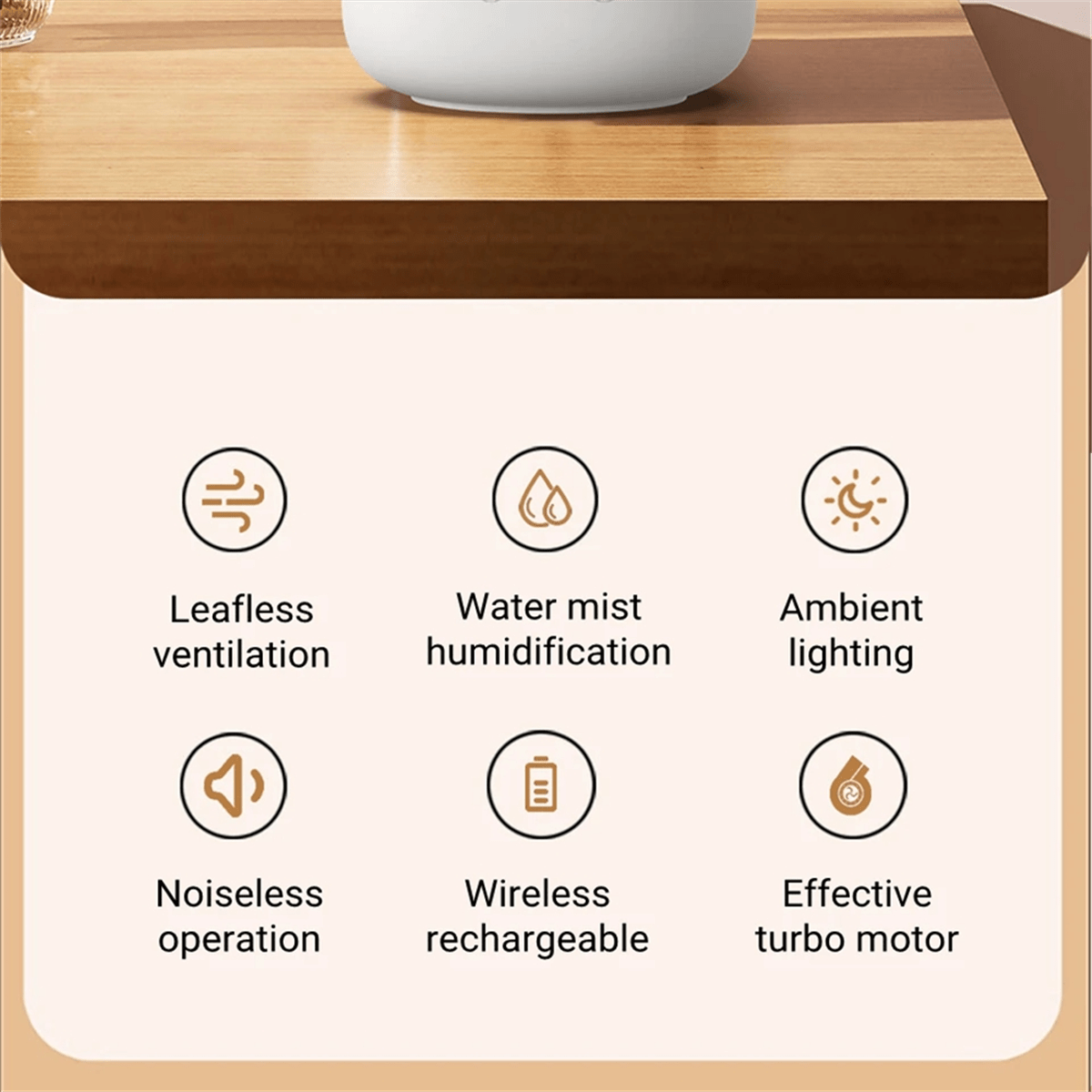 Junips | Portable fan without blades with humidifier and night light for refreshing comfort