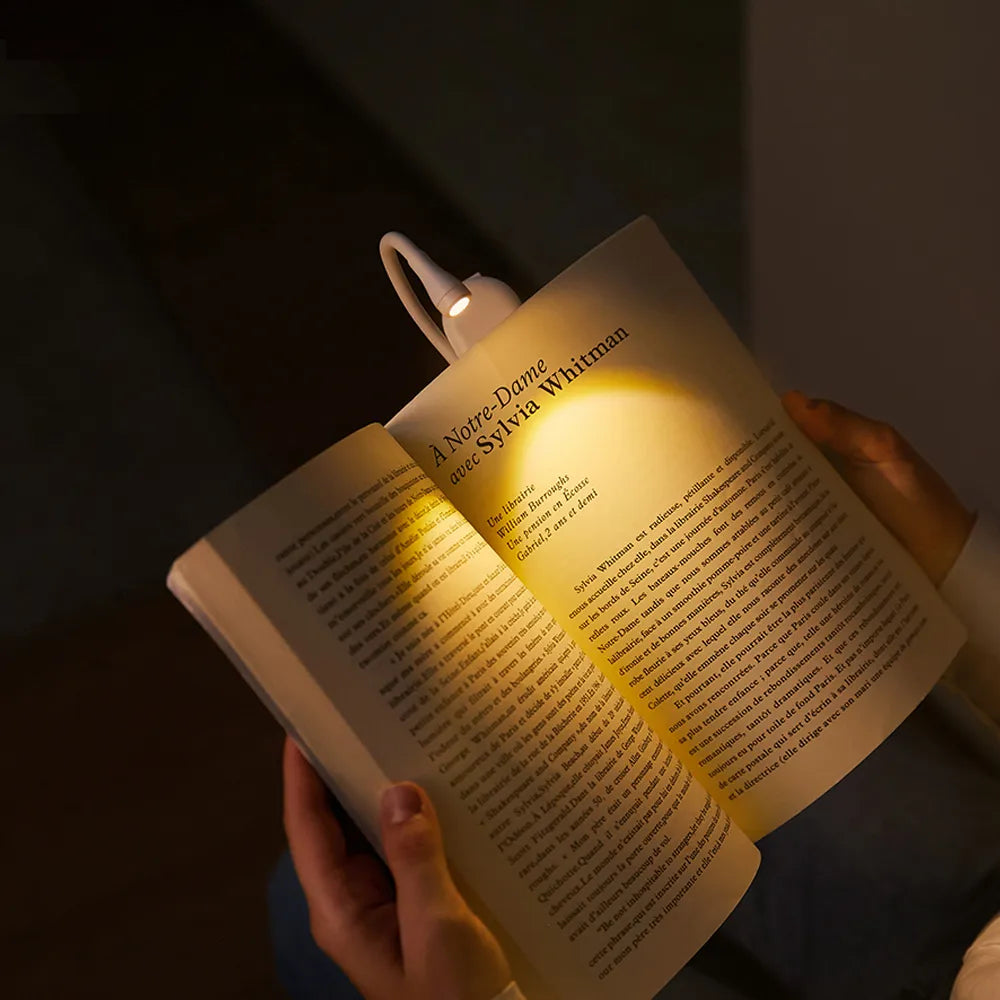 Junips | Mini Book Light - Portable Clip-On Night Light with USB Charging, Dimmable LED for Bedroom, Eye Protection, and Camping - 360° Flip Clip Book Lamp