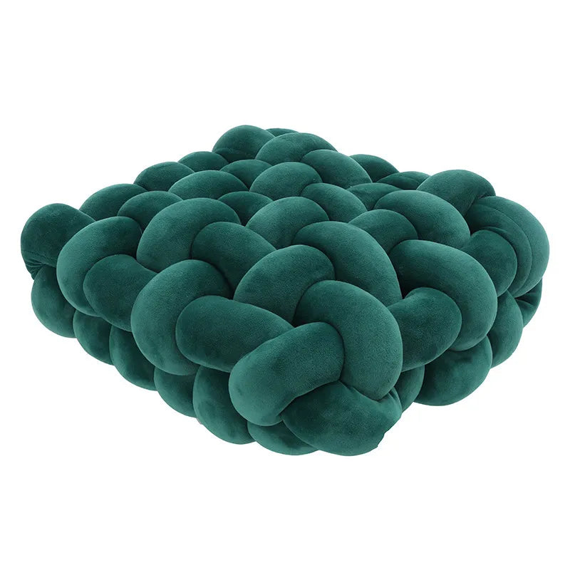 Junips | Living Room Soft Plush Knot Pillow Sofa Pillow Solid Color Square Handwoven Home Throw Pillow Square Woven Seat Cushion Pillow