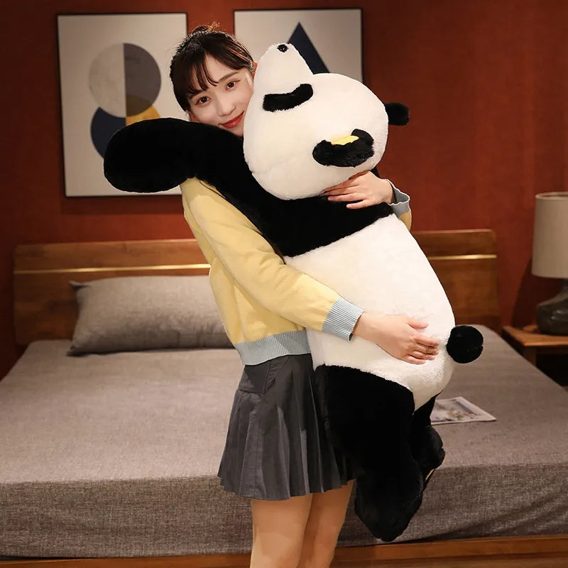 Junips | Giant Lazy Panda Soft Plush Toy | Oversized Ergonomic Support Pillow | High-Loft PP Cotton Filling | Hypoallergenic Soft-Touch Synthetic Fiber | Large-Scale Anatomical Animal Figurine