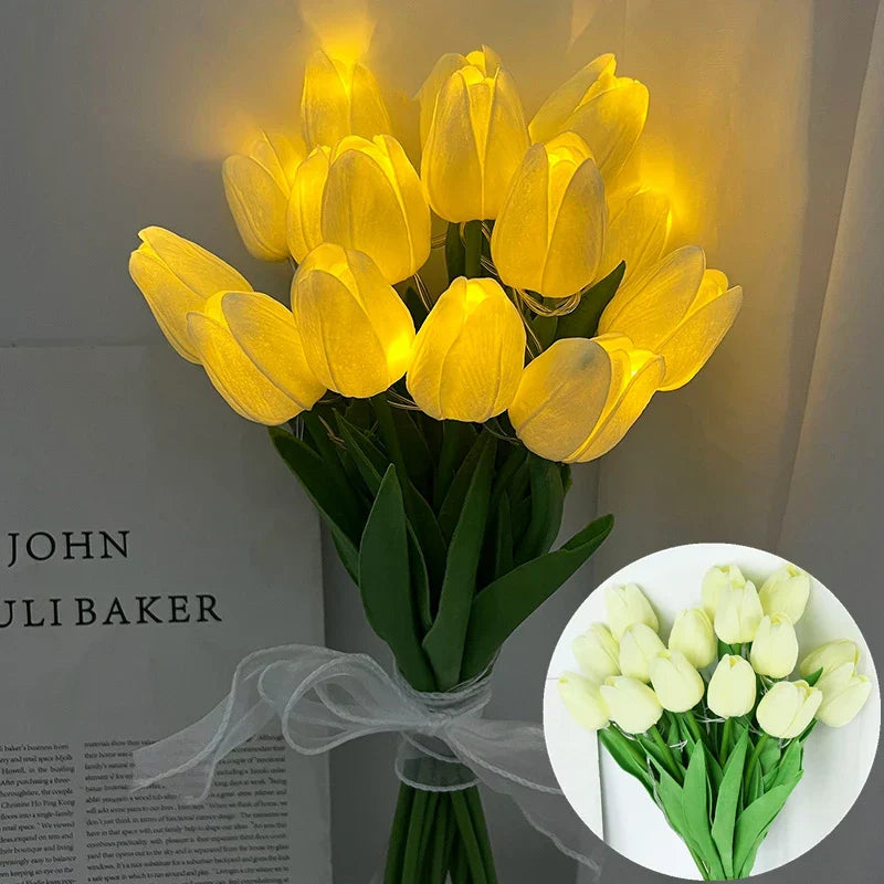 Junips | LED lamp with artificial tulip bouquet perfect for gifts or as wedding party home decorations