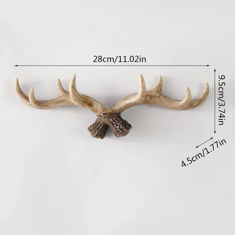 Junips | Nordic Vintage Antler Decorative Hooks Wall Hanging Clothes and Hats Hooks High-Quality Home Decor Antler Resin Statue Craft