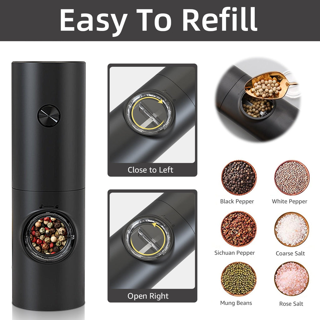 Junips | Electric automatic pepper and salt mill with LED light and adjustable grind - Perfect for the kitchen or the restaurant