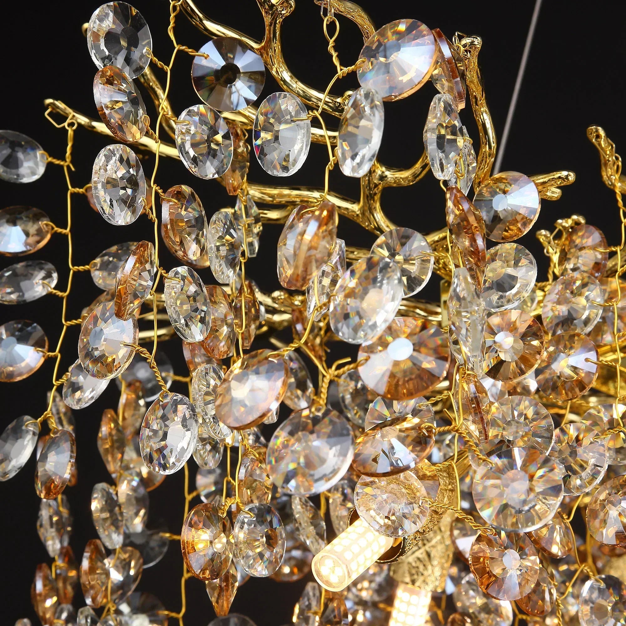Junips | Long Crystal Pendant Chandelier | Nordic LED Island Light with Remote Control (G9)