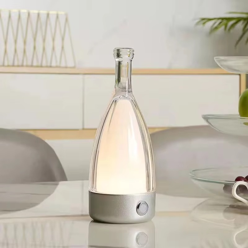 Junips | Wine Bottle Desk Lamp with Bluetooth Speaker – Rechargeable Modern Bedside Night Light
