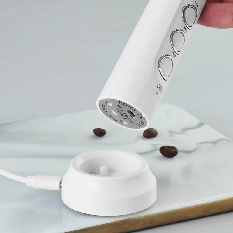 Junips | 3 In 1 Electric Milk Frother Rechargeable Milk Foam Maker Handheld Frother High Speed Milk Frother Drink Mixer Coffee