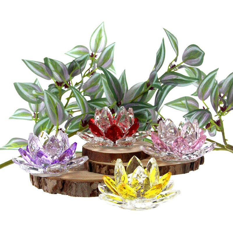 Junips | Crystal Lotus Flower Craft Glass Paperweight Home Decoration Ornaments Figures Home Wedding Party Decor Gifts Souvenir