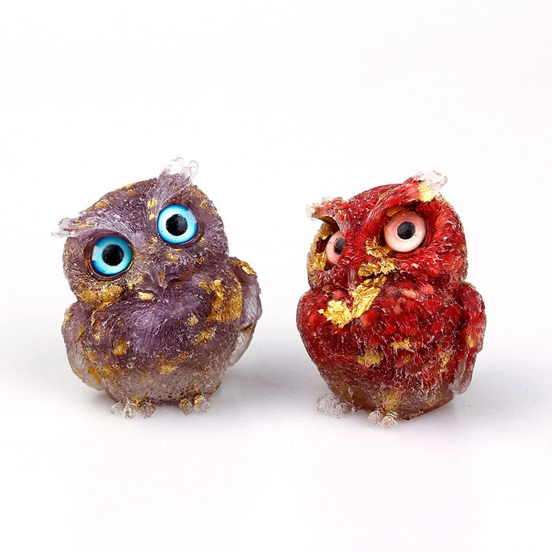 Junips | Natural Crystal Owl Figurine: Handmade Collector's Item