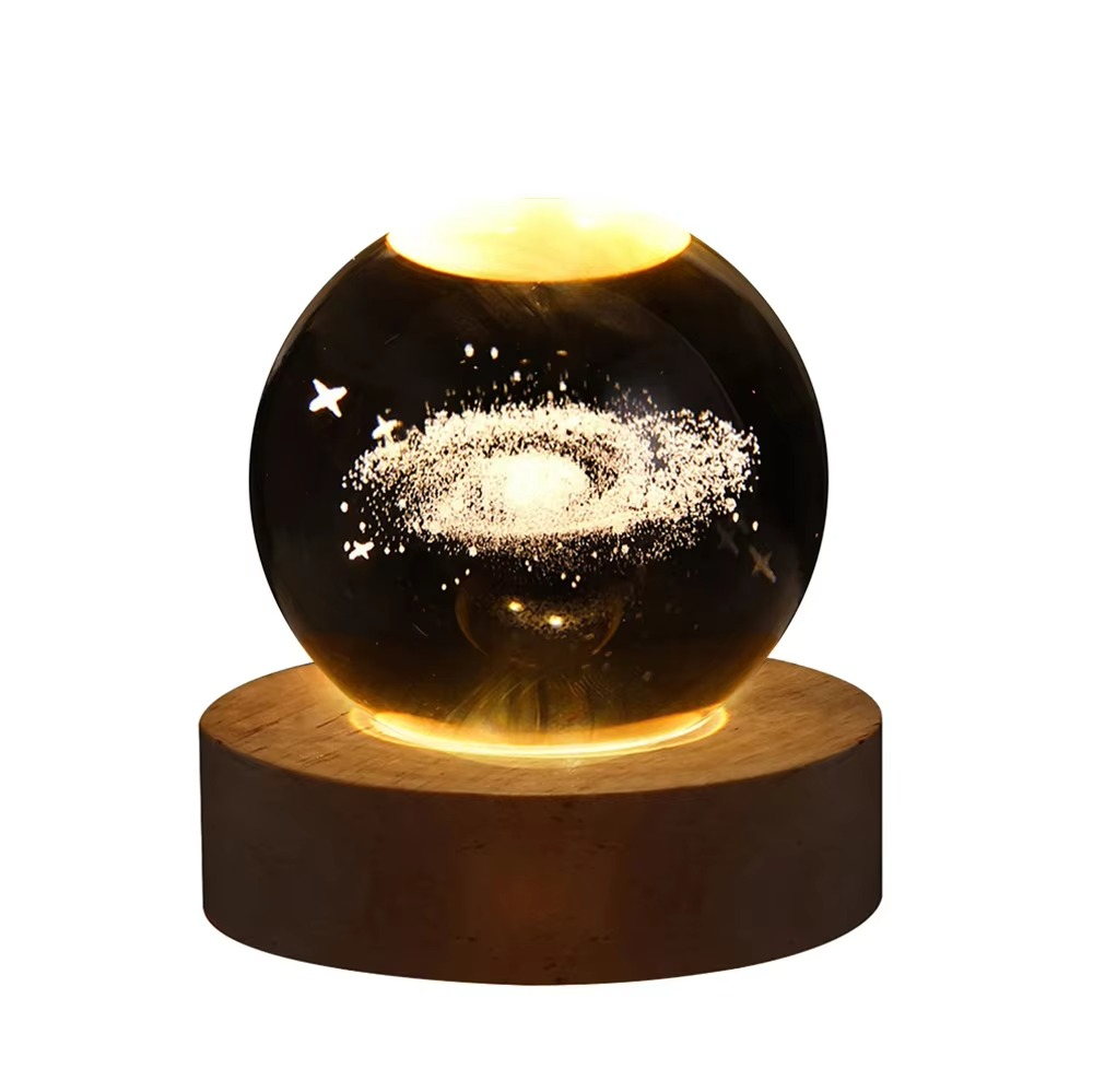 Junips | 2.36 in RGB Crystal Ball Night Light with Milky Way and Moon - Cosmos-Inspired Bedside Decoration