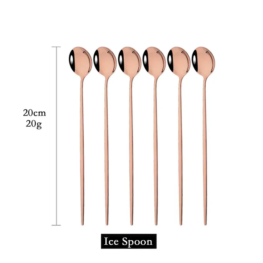 Junips | Golden 6-piece Long Handle Spoon Set