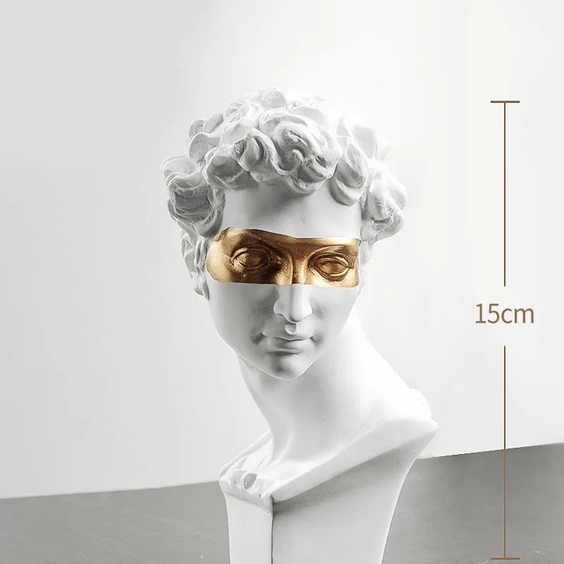 Junips | Statues for decoration, 15 cm, David, coffee table, home decoration, ornaments, bust of a room made of plaster, white resin, decorative art sculpture