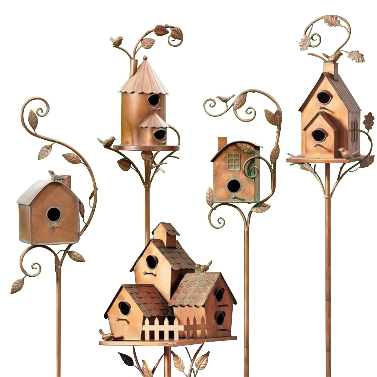 Junips | Metal art birdhouse garden stake - Talart