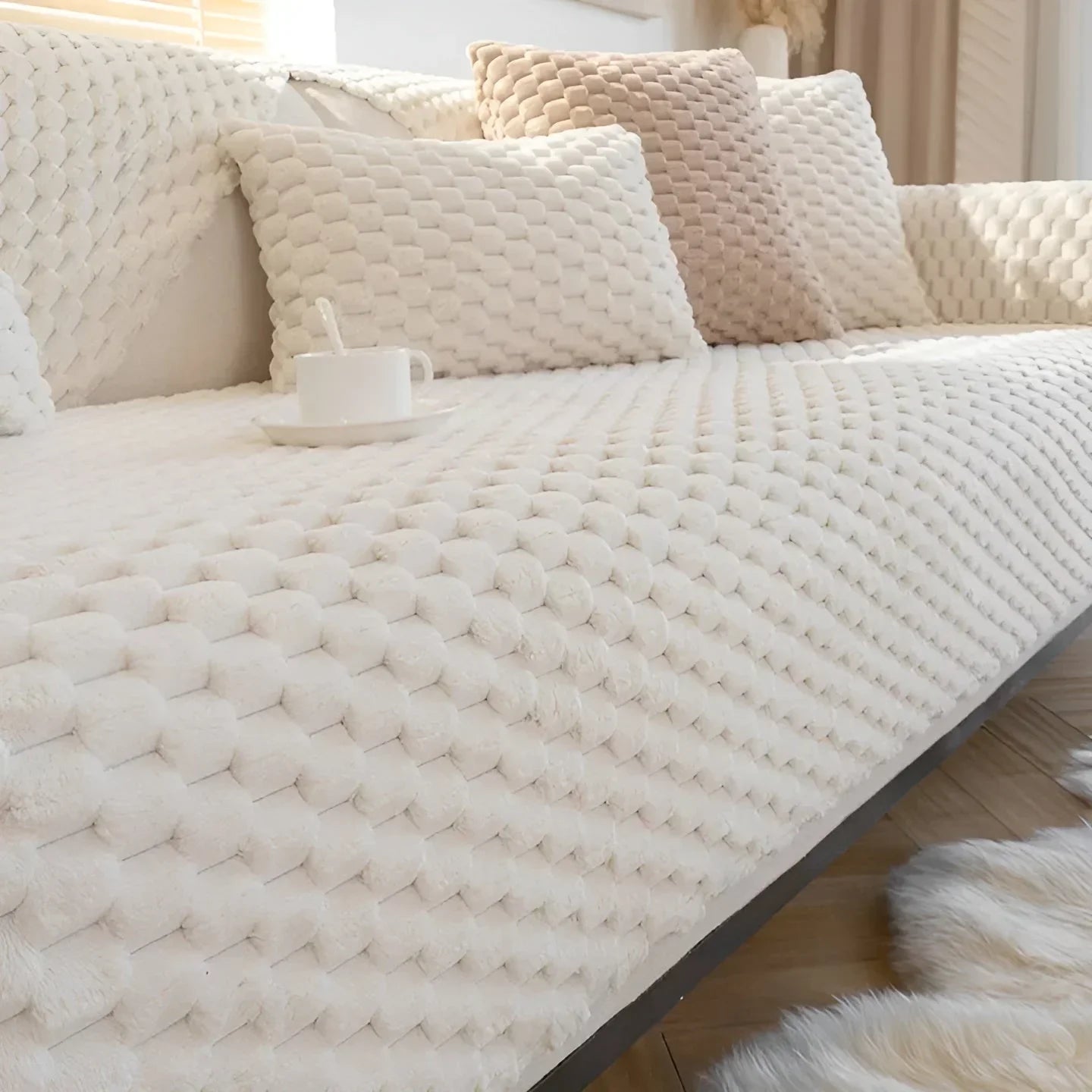 Junips | Luxurious velvet sofa cover with textured pattern