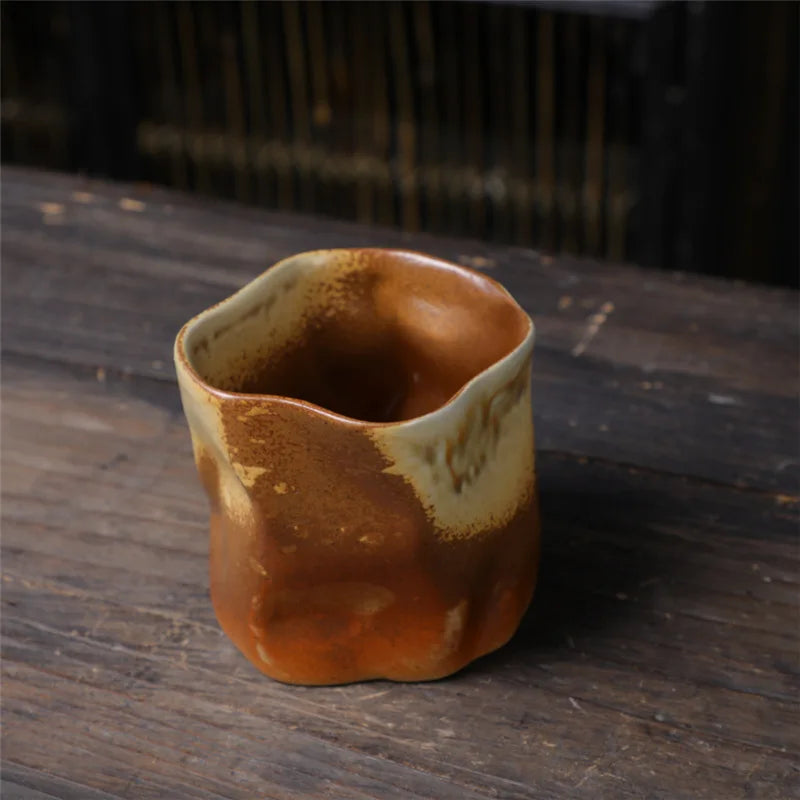 Junips | Irregular twisted shape cup 9.47 ounces/280 ml ceramic coffee tea cup without handle polychromatic creative ceramic mugs coffee mugs retro