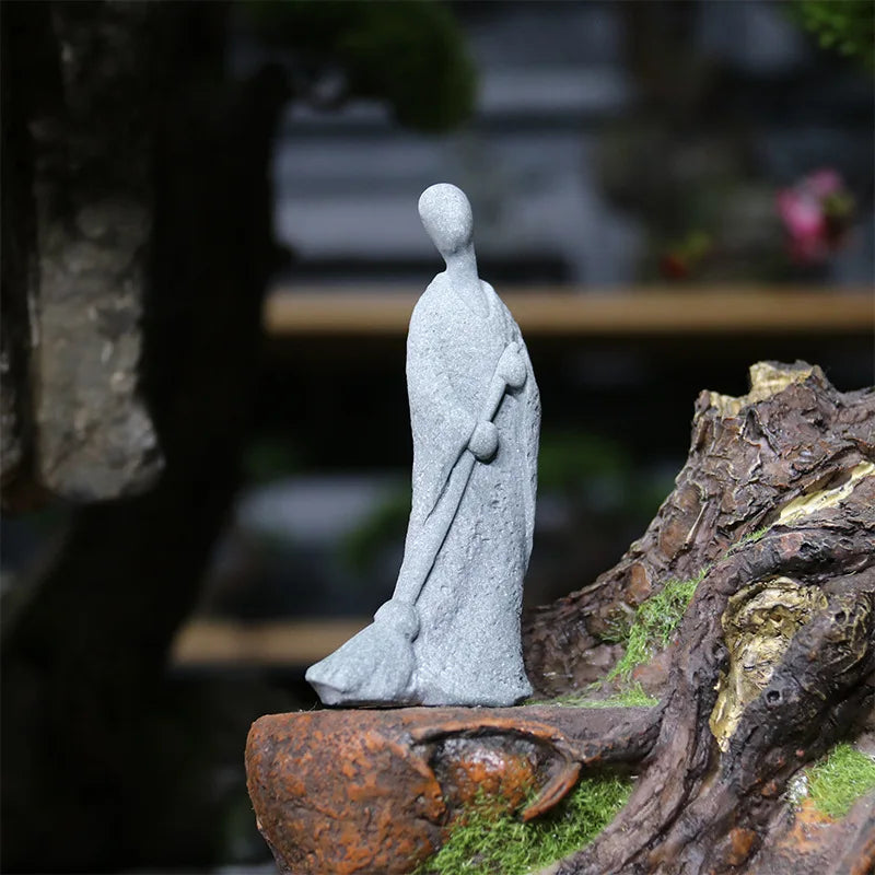 Junips | Buddha Stone Statue Small Buddhist Monks Tibetan Buddhism Figures Zen Garden Ornament Meditation Home Aquarium Decoration