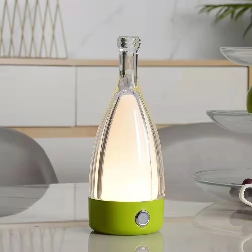 Junips | Wine Bottle Desk Lamp with Bluetooth Speaker – Rechargeable Modern Bedside Night Light