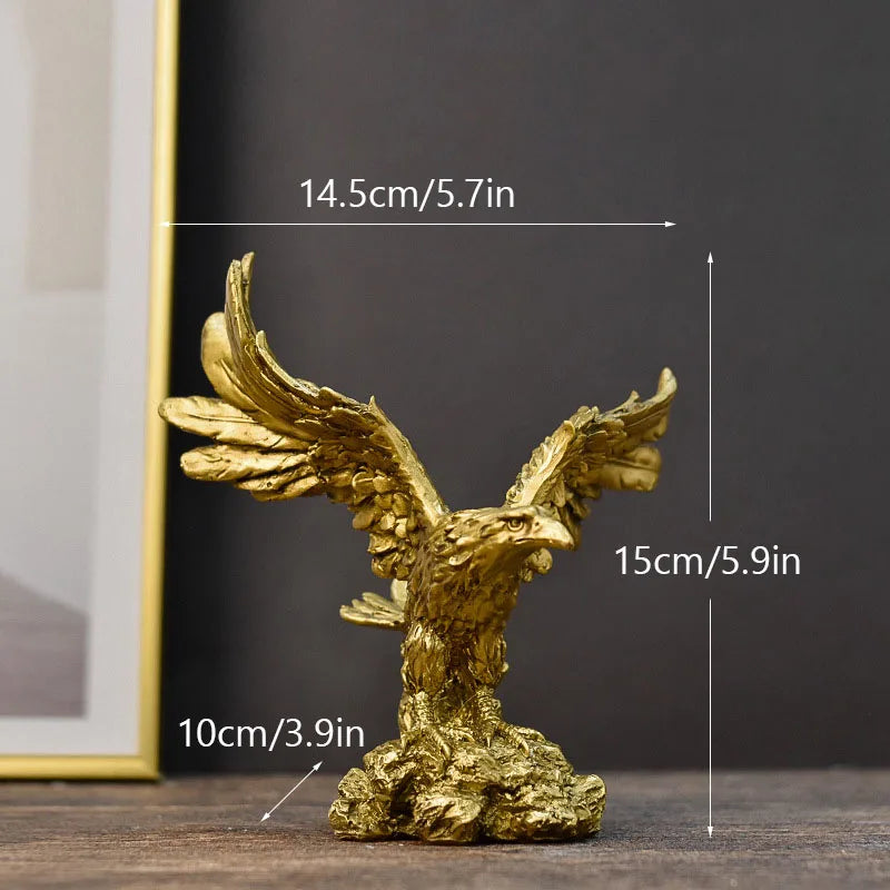 Junips | Resin Golden Eagle Statue Art Animal Model Collection Ornament Home Office Desk Feng Shui Decor Figures simple