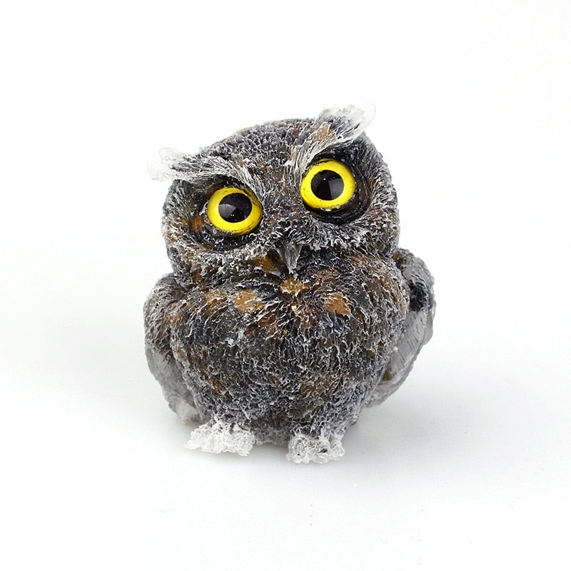 Junips | Natural Crystal Owl Figurine: Handmade Collector's Item