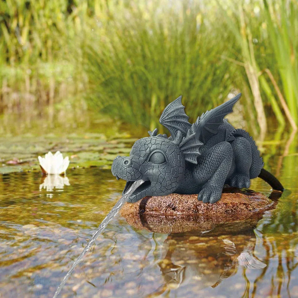 Junips | Water spraying dragon statue made of resin Weatherproof Realistic water spray scenes resin garden decoration