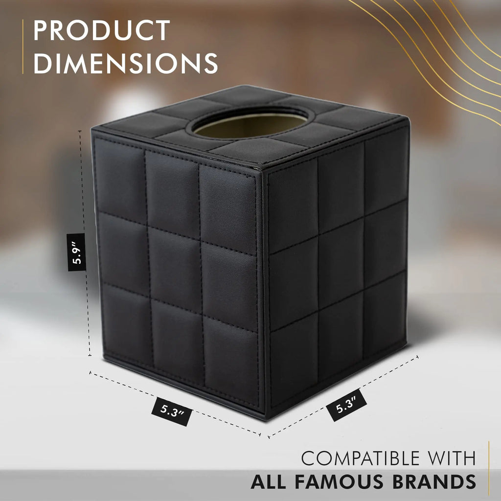 Junips | Modern Tissue Box Holder Square, Napkin Holder Pump Paper Case Dispenser, Facial Tissue Box Cover for Home Bathroom Office Desk