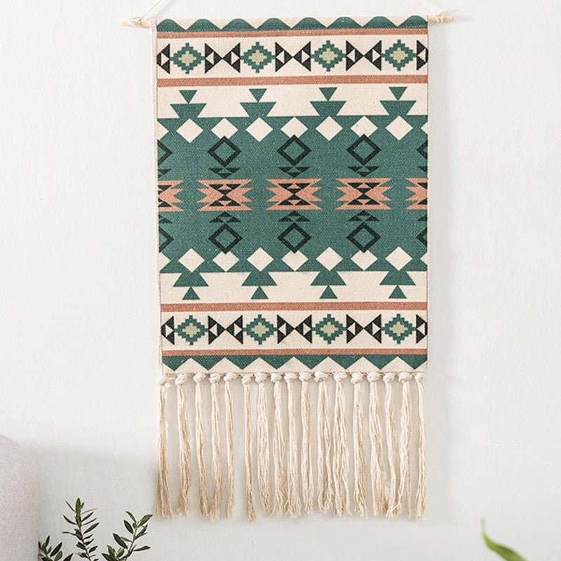 Junips | Bohemian Wall Tapestry, Macrame Wall Hanging, Home Decoration, Cotton Linen Tassel, Handcrafted, Woven, Geometric Canvas Art, Background Wall Tapestries