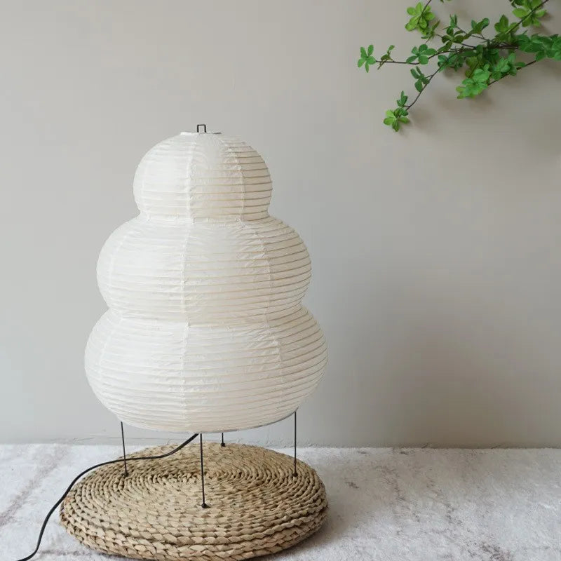 Junips | Japanese Wabi-Sabi tripod floor lamp bedroom nightstand living room dining room study loft decor desk lamp white rice paper table lamp