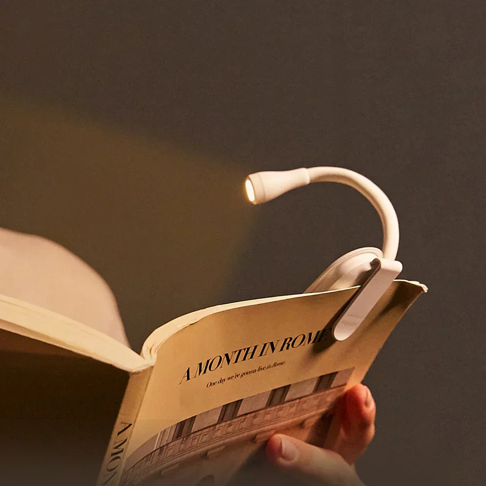 Junips | Mini Book Light - Portable Clip-On Night Light with USB Charging, Dimmable LED for Bedroom, Eye Protection, and Camping - 360° Flip Clip Book Lamp