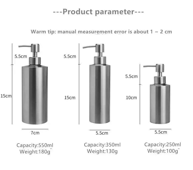 Junips | Elegant Stainless Steel Hand Pump Soap Dispenser 250ml/350ml/550ml