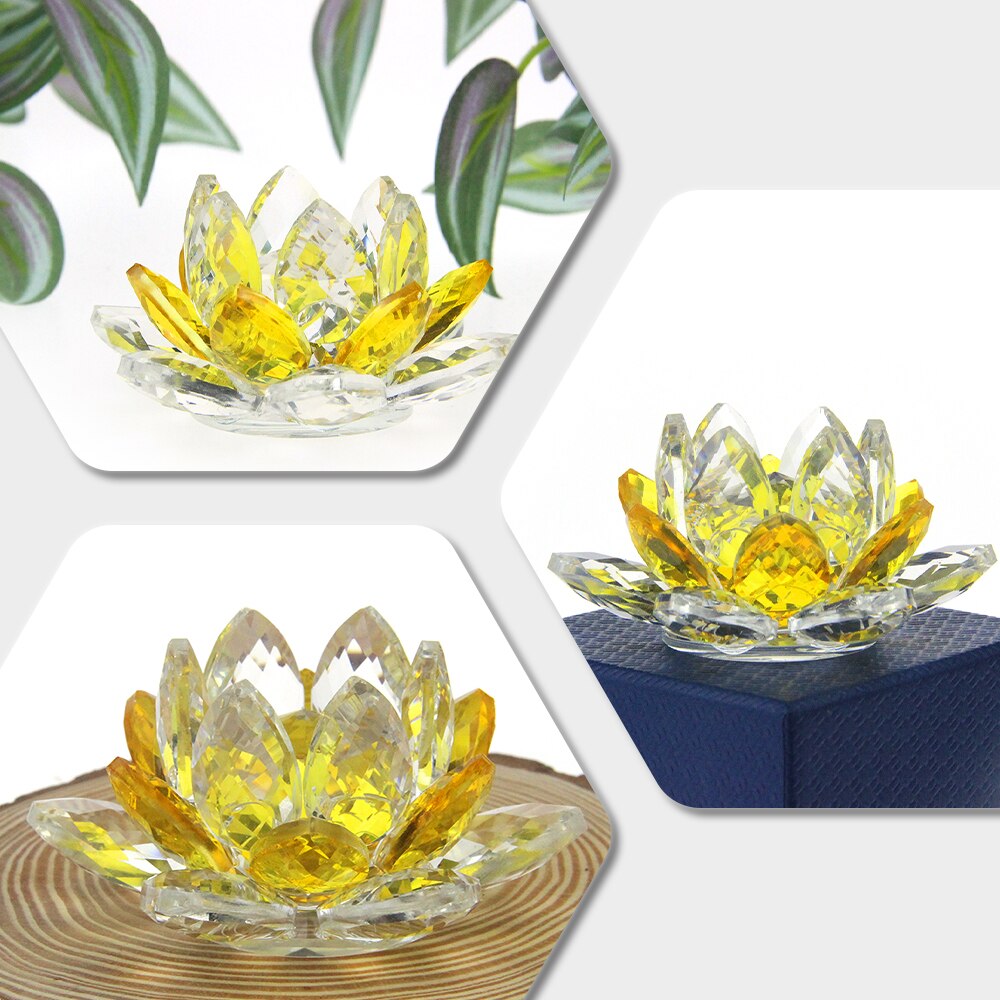 Junips | Crystal Lotus Flower Craft Glass Paperweight Home Decoration Ornaments Figures Home Wedding Party Decor Gifts Souvenir